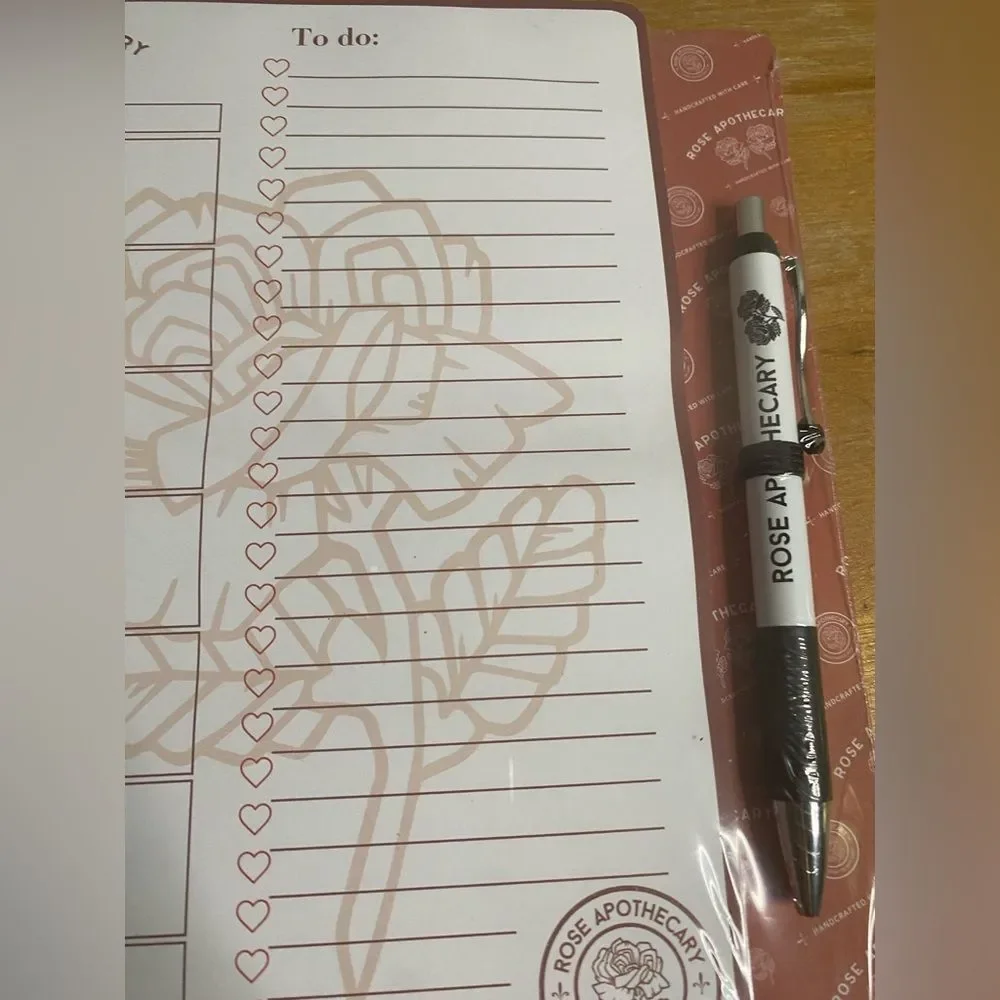 New Schitt's Creek List Pad and Pen Set Rose Apothecary To Do Note Pad 80 Sheets